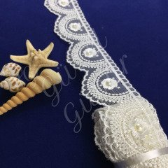 TGİT 12300-2 İnci Taşlı Tülgrek Krem